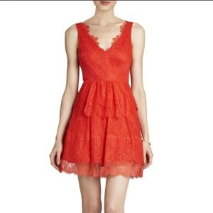 BCBGMaxAzria Red Lace Party Dress